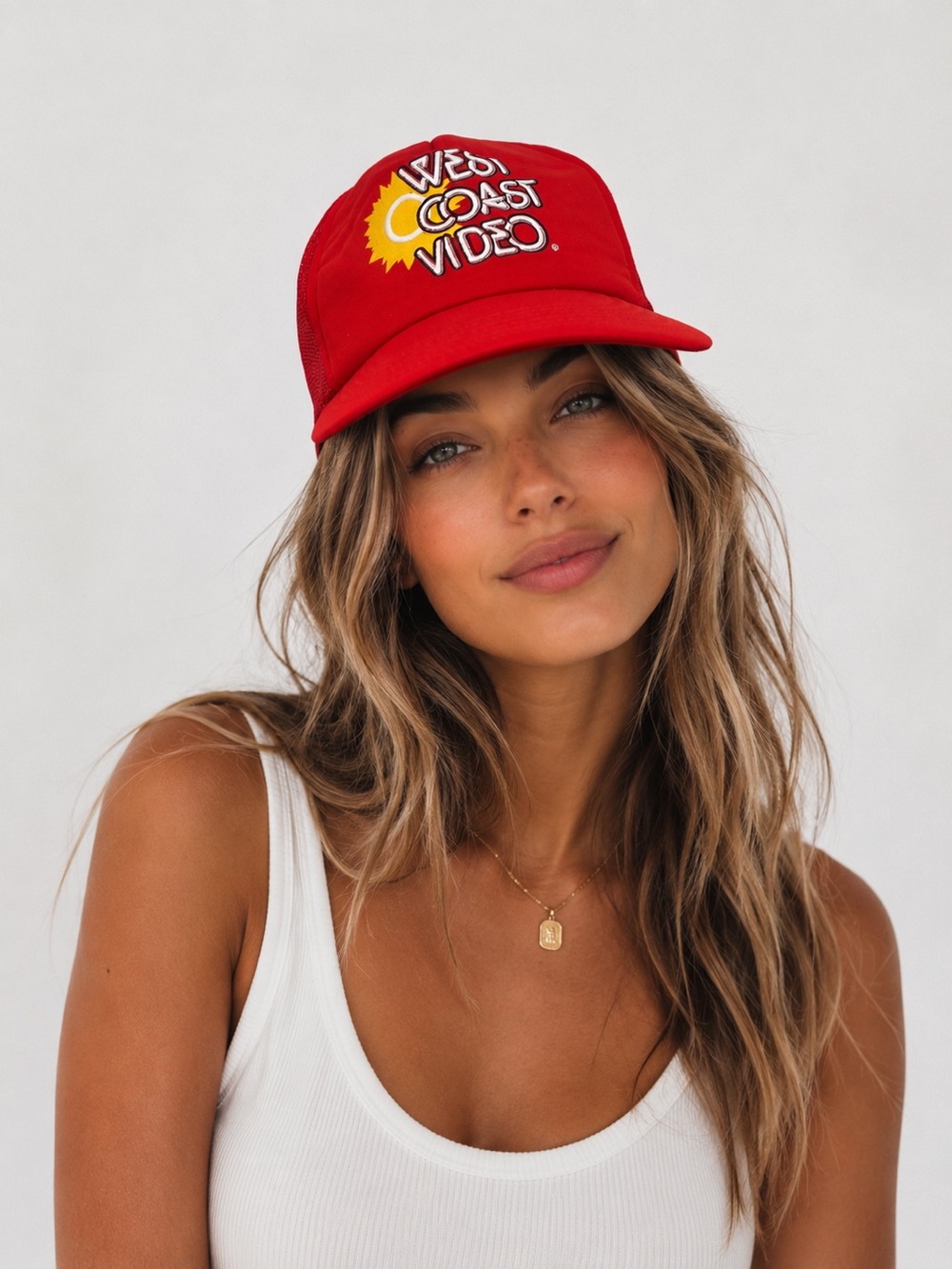 Vintage 80s 90s West Coast Video Red Logo Trucker Hat Sz. OSFM - Picture 1 of 7